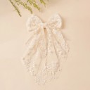 Dámská krajková mašle do vlasů 14 × 30 cm Dlouhá tylová stuha Elegantní svatební vlasový doplněk 1 ks 3