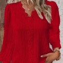 Dámska krajková prešívaná blúzka s výstrihom do V Ľahká elegantná košeľa s dlhým rukávom Jemné detaily Ideálne pre spoločenské chvíle 4