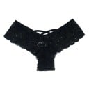 Dámská krajková tanga V-String se zadním dílem ve tvaru písmene V Zkřížené tenké pásky Květinová krajka s vlnitým lemem Spandex 3