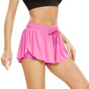 Dámska kraťasová sukňa Na šnúrku S kapsami Jednofarebné Provedenie Polyester Spandex Elastická letná sukňa s vnútornými šortkami 5