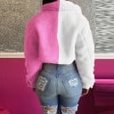 Dámska krátka bunda na gombíky s golierom Strih do pása Dve náprsné vrecká s klopou Dlhé rukávy Polyester, bavlna a spandex 7