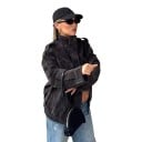 Damska kurtka z zamszu z kołnierzem i kieszeniami na klatce piersiowej z klapą z naramiennikami i elastycznym dołem oversize na jesień 2