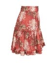 Dámska kvetinová sukňa v boho štýle Krátka červená sukňa s volánmi a pružným pásom Veľké biele kvety Polyester Ľahká letná móda 5