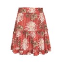 Dámska kvetinová sukňa v boho štýle Krátka červená sukňa s volánmi a pružným pásom Veľké biele kvety Polyester Ľahká letná móda 6