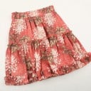 Dámská květinová sukně v boho stylu Krátká červená sukně s volány a pružným pasem Velké bílé květy Polyester Lehká letní móda 7