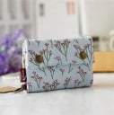Dámska látková peňaženka s klopou na dva patentky Vnútorná kapsa na zips a priehradky Krúžok na kľúče Bavlna 13 x 11 x 2 cm 1