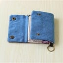 Dámská látková peněženka s klopou na dva patentky Vnitřní kapsa na zip a přihrádky Kroužek na klíče Bavlna 13 x 11 x 2 cm 10