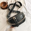 Dámská ledvinka s krokodýlím vzorem a ozdobným řetězem Široký nastavitelný popruh přes rameno Dvousměrný zip PU kůže 16 x 25 x 3 cm 2