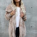 Dámská lehká jarní bunda s kapucí Volný střih bez zapínání Hebký plyšový povrch Přední kapsy Dlouhý rukáv Polyester na jaro i podzim 11