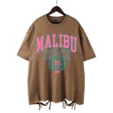 Damska luźna koszulka MALIBU BEACH z nadrukiem w stylu vintage i ozdobnym wiązaniem Top w stylu ulicznym Luźna, letnia moda Stylowa odzież rekreacyjna 5