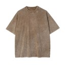 Damska luźna koszulka z krótkim rękawem Top w stylu ulicznym z okrągłym dekoltem Modny luźny krój Wygląd vintage na co dzień 5