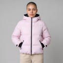 Dámská lyžařská bunda s kapucí a kapsami na zip prošívaná růžová bunda s nastavitelnými rukávy na lyžování a zimní sporty 2