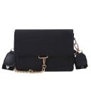 Dámská malá crossbody kabelka s klopou Kovová karabinka a ozdobný řetízek Široký vzorovaný popruh přes rameno PU kůže 20 x 6,5 x 13 cm 1
