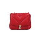 Dámska malá crossbody kabelka s prešívaním do tvaru V Mäkká vypolstrovaná klopa Zlaté kovové zapínanie PU koža 18 x 14 x 5 cm 2