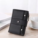 Dámská malá peněženka na výšku s páskem na stiskací knoflík Boční zip Ozdobné kovové nýty Vintage vzhled PU kůže 13 x 9,5 x 2,5 cm 1