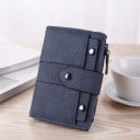 Dámská malá peněženka na výšku s páskem na stiskací knoflík Boční zip Ozdobné kovové nýty Vintage vzhled PU kůže 13 x 9,5 x 2,5 cm 5