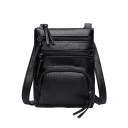 Damska mała torebka crossbody przez ramię Płaski krój z kilkoma kieszeniami na zamek i długimi suwakami z PU skóry i poliestru 16,5 x 2,5 x 21 1