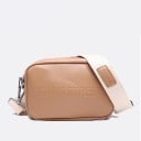 Damska mała torebka na ramię i przez ciało Prostokątny kształt z reliefowym napisem Szeroki tekstylny pasek Sztuczna skóra 18 x 13 x 7 cm 2