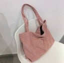 Dámska manšestrová taška cez rameno Veľký priestranný tvar 51 x 32 x 11 cm Dlhé uši Jemne žebrovaný povrch Minimalistický štýl 4