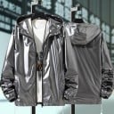 Dámska metalická bunda s kapucňou Lesklá bunda na zips s pružnými manžetami a stahovacím lemem Polyesterová bunda s bočnými kapsami 6