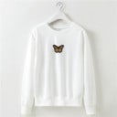Dámská mikina bez kapuce s barevným motivem motýla Kulatý výstřih Dlouhý rukáv Žebrované manžety a spodní lem Polyester a bavlna 1