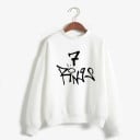 Dámská mikina bez kapuce s potiskem Graffiti nápis s číslicí 7 Kulatý výstřih Spadlá ramena Žebrované manžety a lem Polyester 2