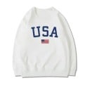 Dámska mikina bez kapucne s potlačou americkej vlajky a nápisom Kulatý výstrih Dlhé rukávy Žebrované manžety a lem Polyester a bavlna 4