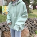 Dámská mikina na zip s kapucí a šňůrkami Volný oversize střih Spadlá ramena Dvě přední kapsy Žebrované manžety Polyester a bavlna 3