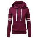Dámská mikina s kapucí a kontrastními proužky na rukávech Bílá stahovací šňůrka Klokaní kapsa Žebrované manžety a lem Polyester 2