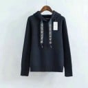 Dámská mikina s kapucí a širokými stuhami zdobenými kamínky Úpletová mikina z polyesteru s dlouhým rukávem a žebrovanými lemy 1