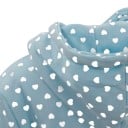 Dámská mikina s kapucí a vysokým překříženým límcem Celoplošný potisk srdíček Šňůrky s ozdobnými koncovkami Boční kapsy Polyester 5