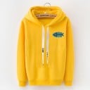 Dámska mikina s kapucňou a malým farebným motívom na hrudi Dlhý rukáv Široké šnúrky v kapucni Žebrované manžety a lem Polyester 19
