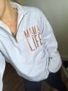 Dámská mikina se zipem u krku a stojáčkem Světle šedá Volný střih Nápis v měděném odstínu na hrudi Dlouhý rukáv Polyester a bavlna 4