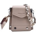 Damska mini torebka crossbody z PU skóry Wzór krokodyla Klapa kopertowa Łańcuch przepleciony chustką Regulowany pasek Wymiary 15 x 16 x 9 cm 4
