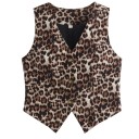 Damska modna kamizelka w leopardzim wzorze Wycięcie w kształcie V Zapięcie na guziki Stylowa kamizelka z lekkiego poliestru Elegancki zwierzęcy design 1