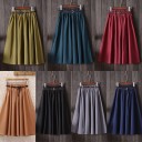 Dámska nabíraná midi sukňa s pásom Široký splývavý strih Pletený pás s prackou Jednobarevná sukňa pod kolená Polyester 9