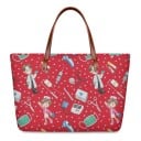Dámská neoprenová kabelka do ruky s potiskem lékařů a zdravotních sester Puntíkovaný vzor Dvě ucha 21 cm Rozměry 39 x 29 x 11,5 cm 1