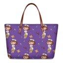 Dámská neoprenová kabelka do ruky s potiskem zdravotních sestřiček a zdravotnických pomůcek Rozměr 39 x 29 x 11,5 cm Hnědá ucha s nýty 8