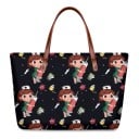 Dámská neoprenová kabelka s potiskem zdravotní sestřičky 39 x 29 x 11,5 cm Prostorná taška s hnědými uchy Dárek pro zdravotní sestry 2