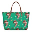 Dámská neoprenová kabelka s potiskem zdravotní sestřičky 39 x 29 x 11,5 cm Prostorná taška s hnědými uchy Dárek pro zdravotní sestry 4
