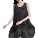 Dámská noční košilka bez rukávů s krajkovým sedlem květinovou výšivkou nabíraným volánkem a volným střihem univerzální velikost 10