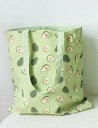 Dámska obojstranná lnená taška s potlačenou a jednofarebnou stranou Shopper so 2 uchami a vzorom trojuholníkov alebo ovocia 40 x 36 cm 5