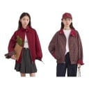 Damska oboustronna bunda na zamek z kołnierzykiem z guzikiem i elastycznym dołem luźnego kroju z opadającymi ramionami do miasta 2