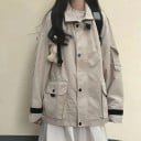 Dámská oversize bunda se stojáčkem Zapínání na zip a patentky Velké kapsy s klopou Kapsa na rukávu Polyester s bavlnou 4