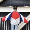 Damska oversize kurtka w sportowym stylu Kontrastowe kolorowe bloki Zamek na całej długości Wysoki kołnierz Elastyczny 5