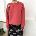 Dámska oversize mikina bez kapucne s okrúhlym výstrihom Spadnuté ramená Dlhé rukávy s rebrovanými manžetami Bavlna a polyester 4