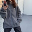 Dámská oversize mikina na zip se stojáčkem Měkký fleecový povrch Rukávy s pružným lemem Kapsy na předním dílu Polyester a spandex 7