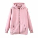 Dámska oversize mikina na zips s kapucňou Voľný strih so spadnutými ramenami Klokaní kapsa Žebrované manžety a lem Polyester s bavlnou 9