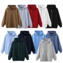 Dámska oversize mikina na zips s kapucňou Voľný strih so spadnutými ramenami Klokaní kapsa Žebrované manžety a lem Polyester s bavlnou 21