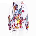 Dámská oversize mikina s kapucí v hip hop stylu Celoplošný kreslený potisk s lebkami a růžemi Šňůrky v kapuci Polyester se spandexem 4